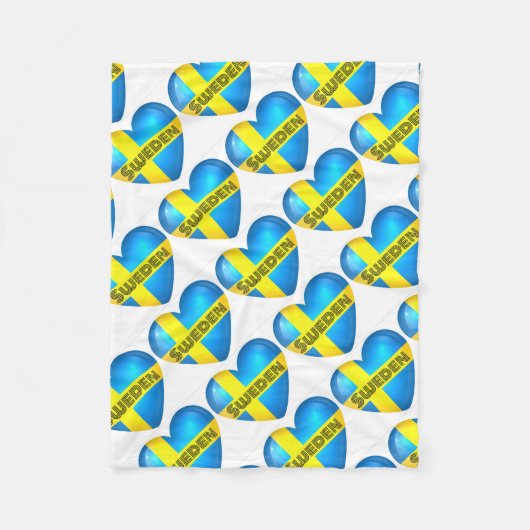 スウェーデンハート国旗 フリースブランケット (正面)