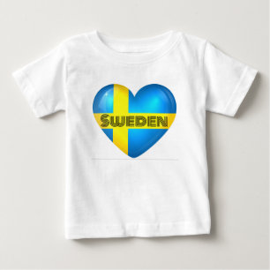 スウェーデンハート国旗 ベビーTシャツ