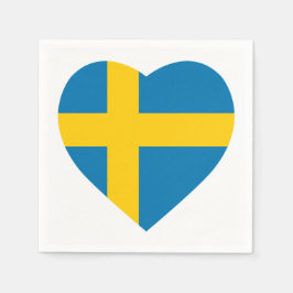 スウェーデンハート型国旗 スタンダードカクテルナプキン