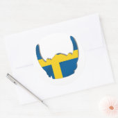 スウェーデンバイキングヘルメット国旗 ラウンドシール (封筒)