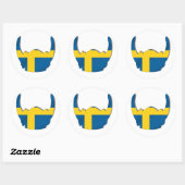 スウェーデンバイキングヘルメット国旗 ラウンドシール (シート)