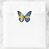 スウェーデンバタフライ国旗 ラウンドシール (バッグ)