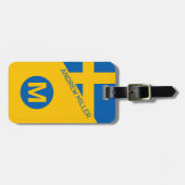 スウェーデンパーソナライズされた国モダン旗 ラゲッジタグ (正面横)