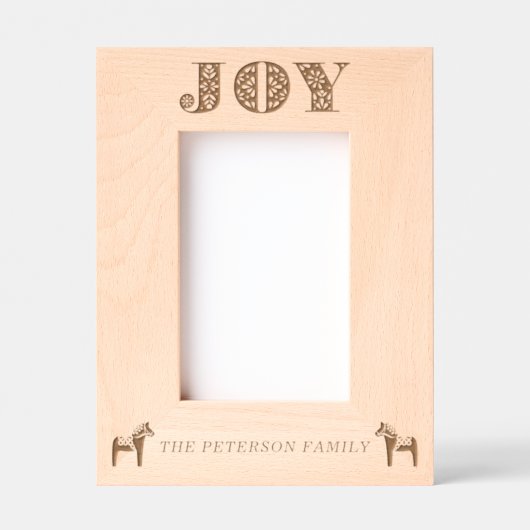 スウェーデンフォークアートジョイダラホースクリスマス レーザー彫刻フレーム (正面)