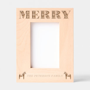 スウェーデンフォークアートダラホースメリークリスマス レーザー彫刻フレーム