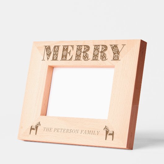 スウェーデンフォークアートダラホースメリークリスマス レーザー彫刻フレーム (左)
