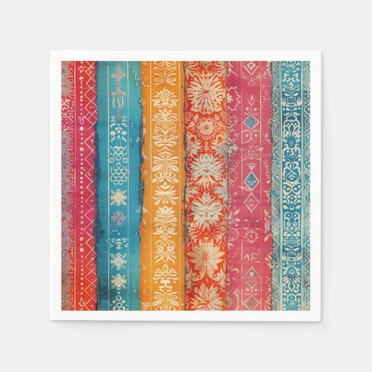 スウェーデンフォークアートヴィンテージスカンジナビア族 スタンダードカクテルナプキン (正面)