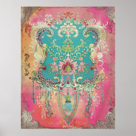 スウェーデンフォークアートヴィンテージスカンジナビア族 ポスター