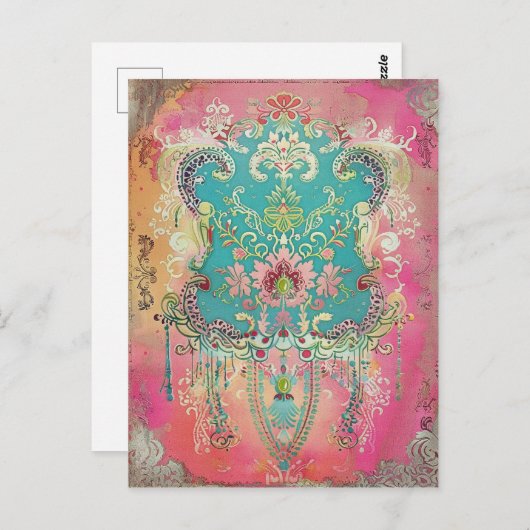 スウェーデンフォークアートヴィンテージスカンジナビア族 ポストカード (正面/裏面)