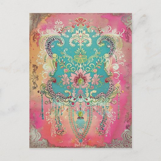 スウェーデンフォークアートヴィンテージスカンジナビア族 ポストカード (正面)