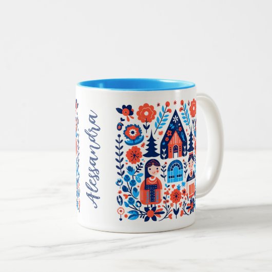 スウェーデンフォークアート名 ツートーンマグカップ (正面右)