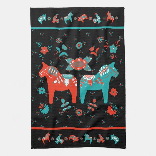 スウェーデンフォークダラホース キッチンタオル (縦)