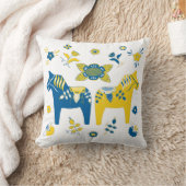 スウェーデンフォークダラホースLブルーアンドイエロー クッション (ブランケット)