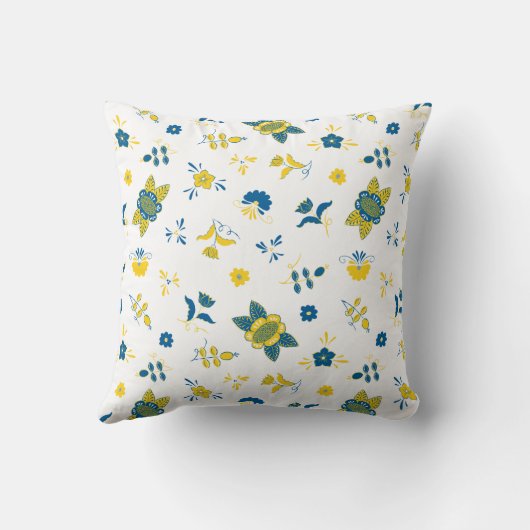 スウェーデンフォークダラホースLブルーアンドイエロー クッション (裏面)