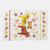 スウェーデンフォークダラホースLレッドアンドイエロー キッチンタオル (横)