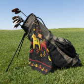 スウェーデンフォークダラホースLレッドアンドイエロー ゴルフタオル (グリーン)