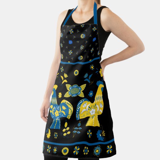 スウェーデンフォークダラロッスターLブルー&イエロー エプロン (インサイチュ)
