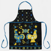 スウェーデンフォークダラロッスターLブルー&イエロー エプロン (正面)