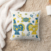 スウェーデンフォークダラロッスターLブルー&イエロー クッション (ブランケット)