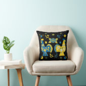 スウェーデンフォークダラロッスターLブルー&イエロー クッション (椅子)