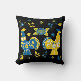 スウェーデンフォークダラロッスターLブルー&イエロー クッション