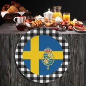 スウェーデンプレート、バッファロー・プレイド&スウェーデン国旗 ペーパープレート