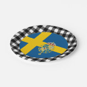 スウェーデンプレート、バッファロー・プレイド&スウェーデン国旗 ペーパープレート (アングル)