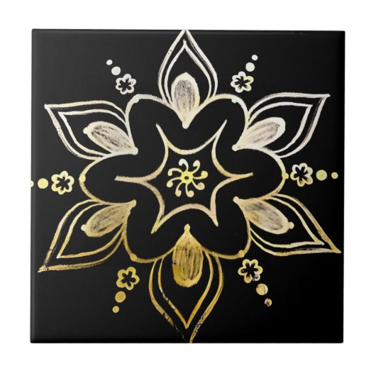 スウェーデンモダンタイル黄花 タイル (正面)