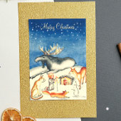 スウェーデンヴィンテージウッドランドダークブルーメリークリスマス シーズンカード
