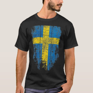 スウェーデンヴィンテージスウェーデン国旗の女性男性子供お土産 Tシャツ