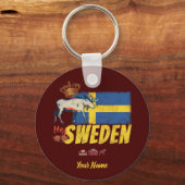 スウェーデンヴィンテージ国旗とムースの土産 キーホルダー (正面)