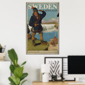 スウェーデンヴィンテージ旅行ポスター広告レトロプリント ポスター (ホームオフィス)