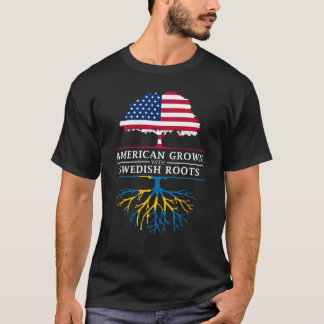 スウェーデン人の根のスウェーデンのデザインと   育つアメリカ人 Tシャツ