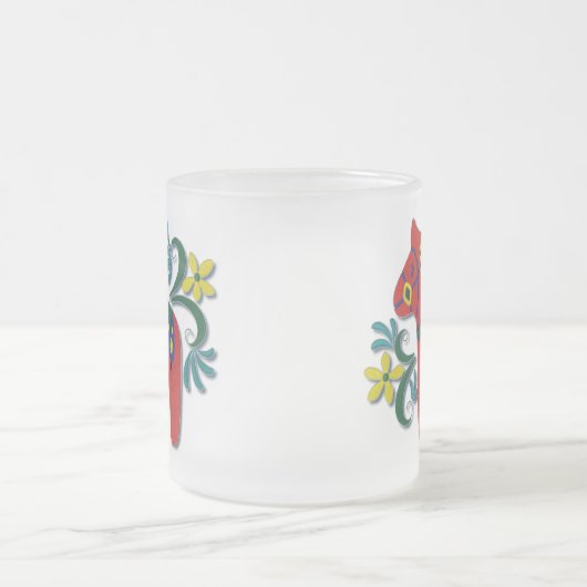 スウェーデン人のDalaのカラフルな馬 フロストグラスマグカップ (中央)