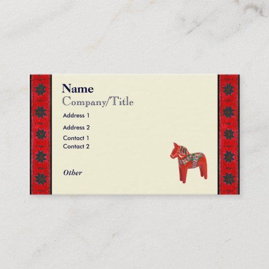 スウェーデン人のDalaの馬のスカンジナビア人 名刺 (正面)