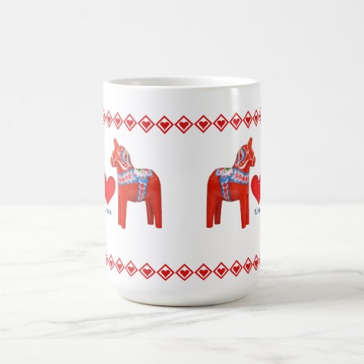 スウェーデン人のDalaの馬のハートの名前をカスタムする コーヒーマグカップ (中央)