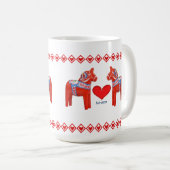 スウェーデン人のDalaの馬のハートの名前をカスタムする コーヒーマグカップ (正面右)