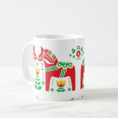 スウェーデン人のDalaの馬の花の民俗パターン コーヒーマグカップ (正面左)