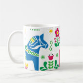 スウェーデン人のDalaの馬の花の民俗パターン コーヒーマグカップ (左)