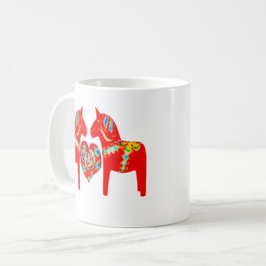 スウェーデン人のDalaの馬wのハート コーヒーマグカップ (正面左)