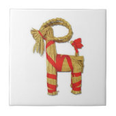 スウェーデン人のJulbockのクリスマスのわらのヤギ タイル (正面)