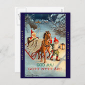 スウェーデン人のTomteの古い小妖精や小人のメリークリスマス及び新年 シーズンポストカード (正面/裏面)