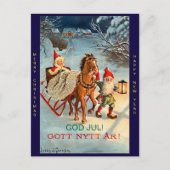 スウェーデン人のTomteの古い小妖精や小人のメリークリスマス及び新年 シーズンポストカード (正面)