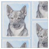 スウェーデン人のVallhundの絵画-かわいい元の犬の芸術 ファブリック (クローズアップ)