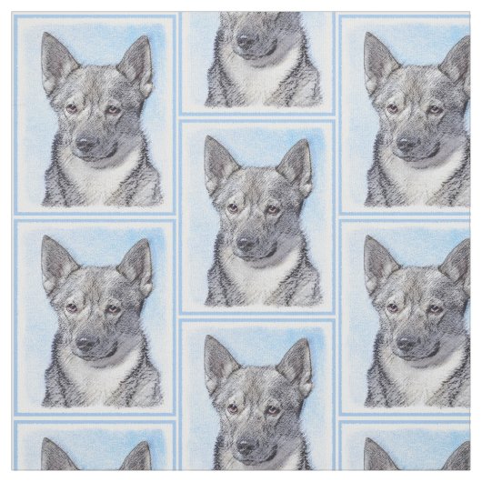 スウェーデン人のVallhundの絵画-かわいい元の犬の芸術 ファブリック (見本)
