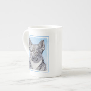 スウェーデン人のVallhundの絵画-かわいい元の犬の芸術 ボーンチャイナマグカップ