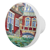 スウェーデン伝統的、横向き水色 セラミックノブ (右)