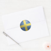 スウェーデン光沢円国旗 ラウンドシール (封筒)
