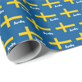 スウェーデン包装紙、スウェーデン国旗の愛国心 ラッピングペーパー (ロールコーナー)