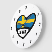スウェーデン国コードSWEフラグハート ラージ壁時計 (傾斜)